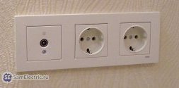 Розетка ТВ и 2питания на стене Viko_samelectric.ru Розетка ТВ и 2питания на стене Viko